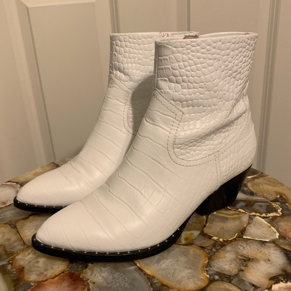 something navy white booties